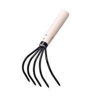 Magideal - Rastrillo De Jardín Con 5 Púas, Herramienta Para Desherbar El Jardín, Rastrillo De Hojas Portátil Y Fácil De Usar Con Mango De Madera Para Jardinería. 23Cmx10Cm