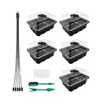 Magideal - Kits De Germinación Para Mini Invernaderos Con Bandejas De Inicio, 12 Orificios Por Bandeja, Kits De Inicio Reutilizables Y Base Para Invernaderos De Interior. Negro