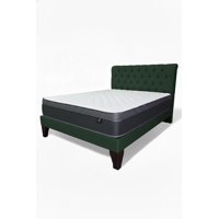 Vitelio - Cama 2 Plazas Verde Europea Incluye Base+Respaldo+Colchon