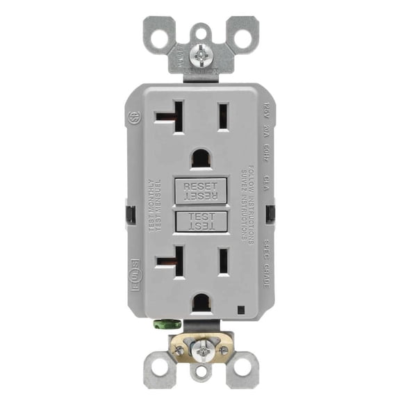 Toma de corriente Leviton R03-GFNT2-KGY GFI 20A Gris