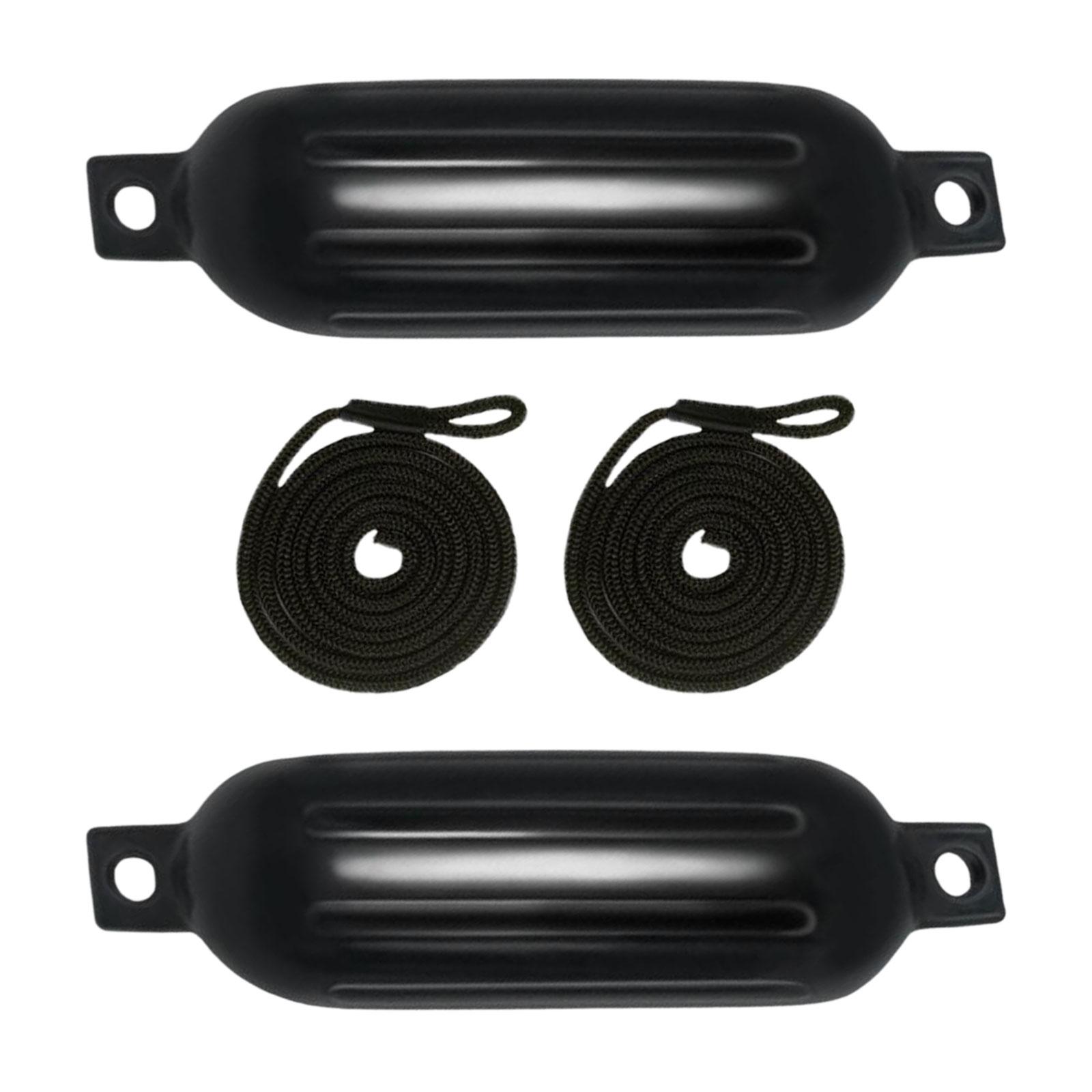 Magideal - 2 Piezas De Guardabarros Para Barcos, Parachoques Para Barcos, Cuerdas De 6Mm X 1,5 M, Guardabarros Inflables Anticolisión Para Pontones, Barcos De Pe Cuerda Negra G0 Negra