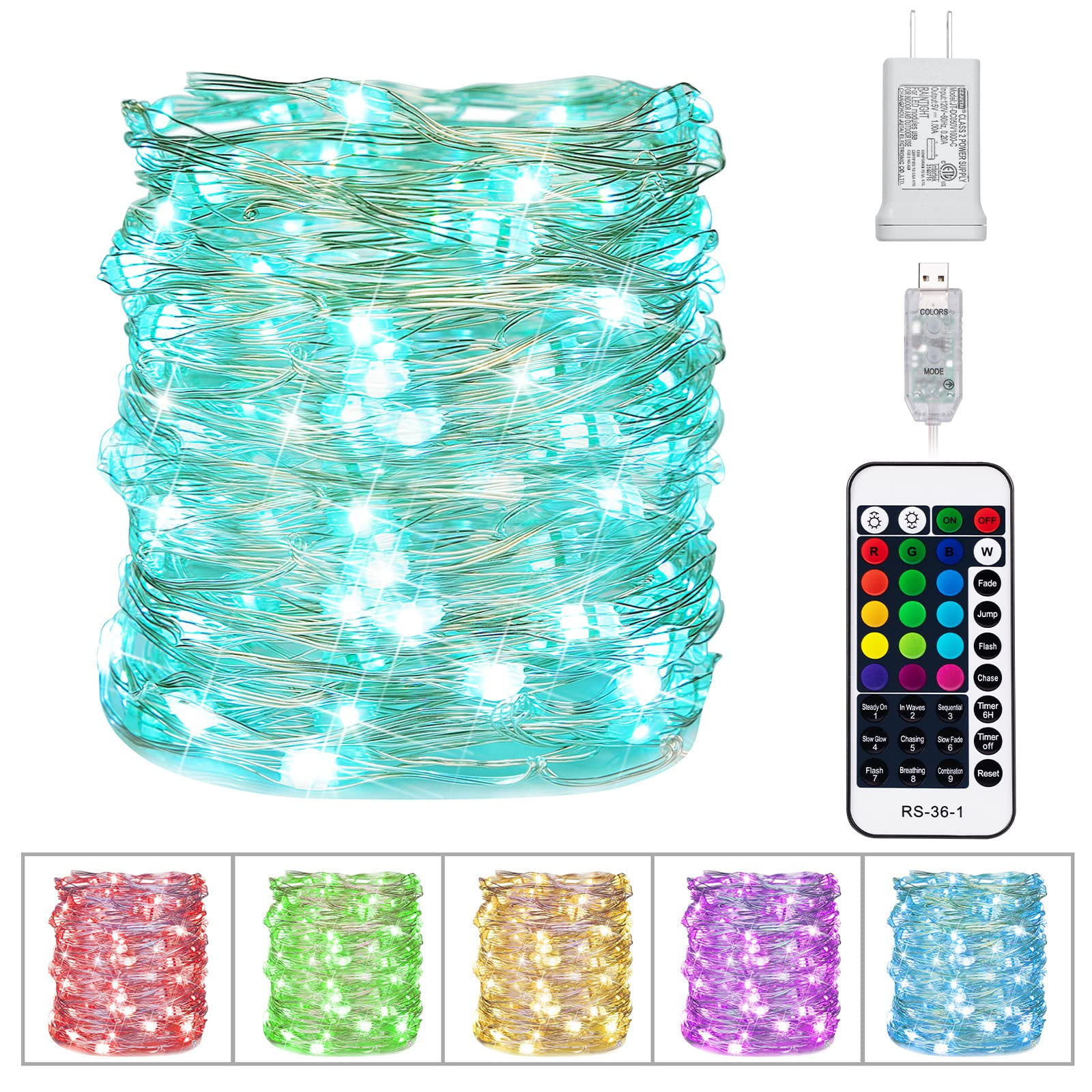 Cadena De Luces Minetom Que Cambian De Color, 33 Pies, 100 Led, Usb