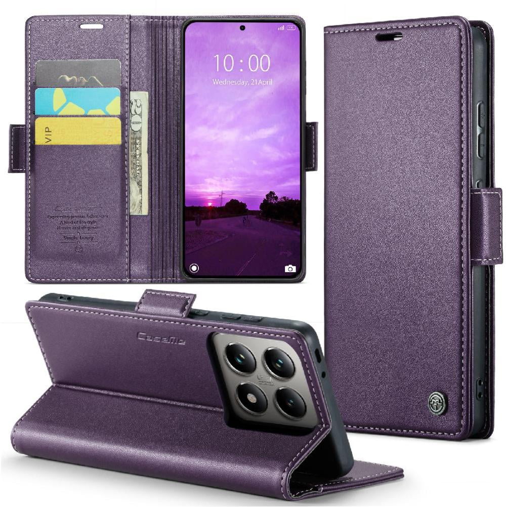 Caseme Tipo Cartera Xiaomi 14t Con Cierre Magnético, Rfid, Tarjetero, Soporte, Carga Inalámbrica