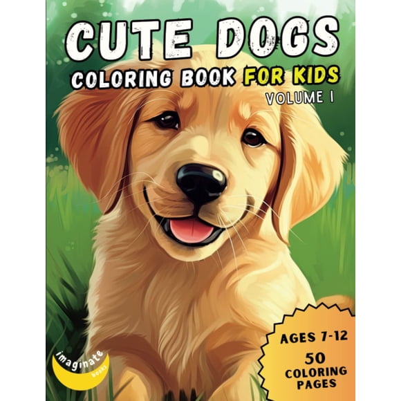 Libro para colorear Imaginate Cute Dogs para niños, Vol. I, 50 perros