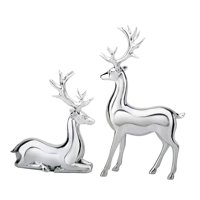 Bothyi - Colección De 2 Esculturas De Alce, Adornos De Mesa Para La Entrada, El Dormitorio, Color Plateado