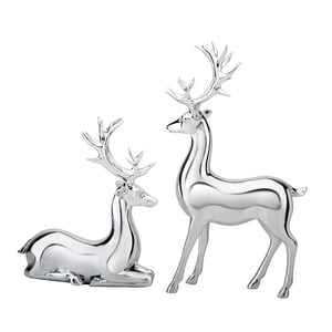 Bothyi - Colección De 2 Esculturas De Alce, Adornos De Mesa Para La Entrada, El Dormitorio, Color Plateado