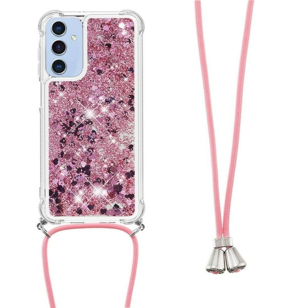 Funda FOXDOCK para Samsung Galaxy A15 con Cuerda Ajustable, Brillo Líquido, Protección Antigolpes y Lente – Ideal para Regalo