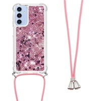 Funda Foxdock Para Samsung Galaxy A15 Con Cuerda Ajustable, Brillo Líquido, Protección Antigolpes Y Lente – Ideal Para Regalo