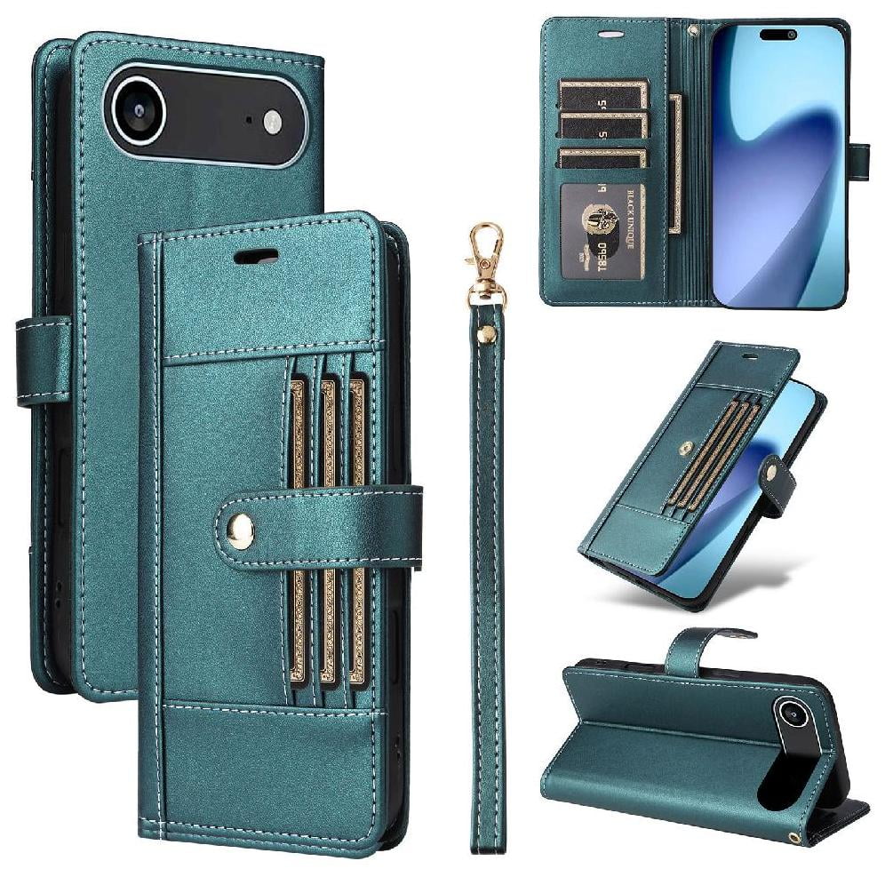 Foxdock Funda Tipo Cartera Para Iphone 17 Air – Cubierta De Cuero Pu Con Múltiples Ranuras, Bolsillo Para Efectivo Y Correa De Muñeca