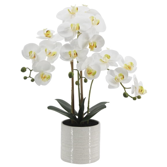 Planta de orquídea artificial BTHM DSGN 58 cm blanca en maceta para interior