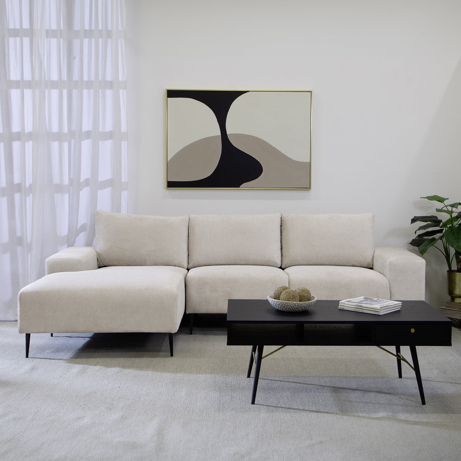 Daniel's - Sofá Seccional Izquierdo Moderno Beige Castelo