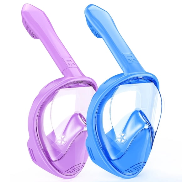Máscara de snorkel Ezire de cara completa para niños 2-14 años, púrpura/azul