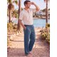 thumbnail image 2 of INSPIRE CHIC Pantalones de Lino de Playa Ligeros con Cordón Recto para Hombre 3XL Azul Marino, 2 of 5