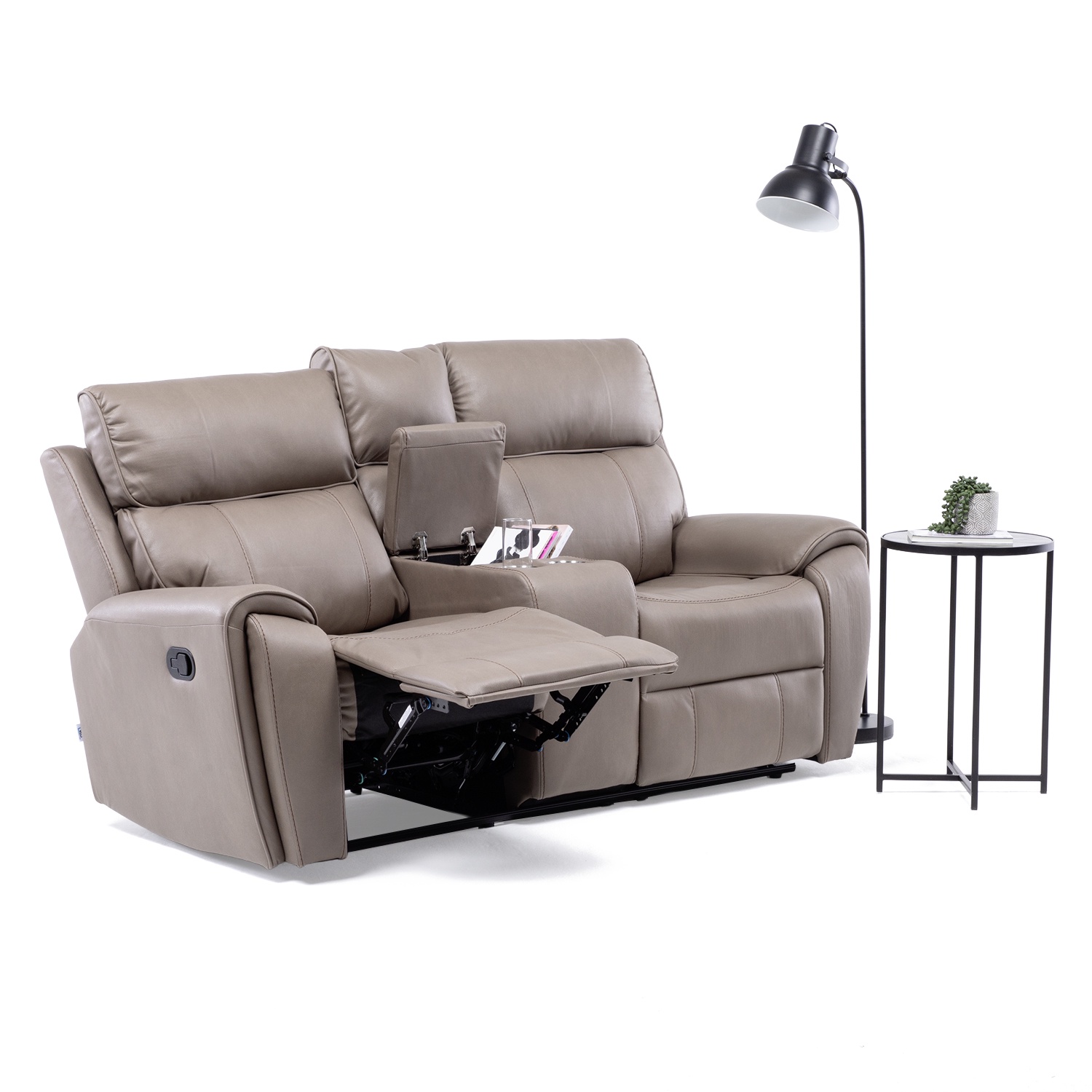 Vys Spa - Sofa Reclinable Premium Mocha Con Posavasos Y Cajon Invisible