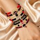 thumbnail image 2 of Pulsera Artlunar de fútbol para día de partido – conjunto apilable rojo y negro, 2 of 6