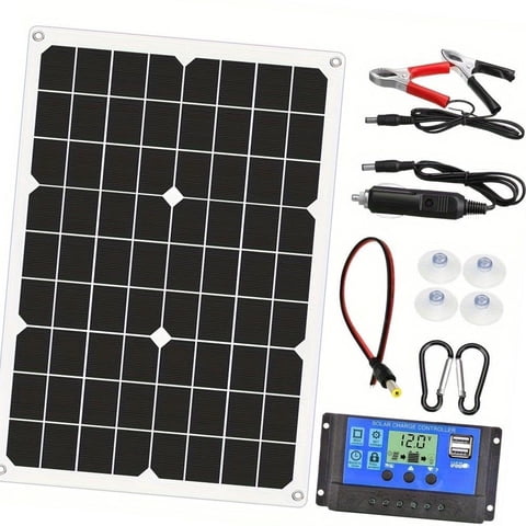 Magideal - Kit De Panel Solar Portátil Con Controlador De Carga Solar Para Pesca En Vehículos Recreativos