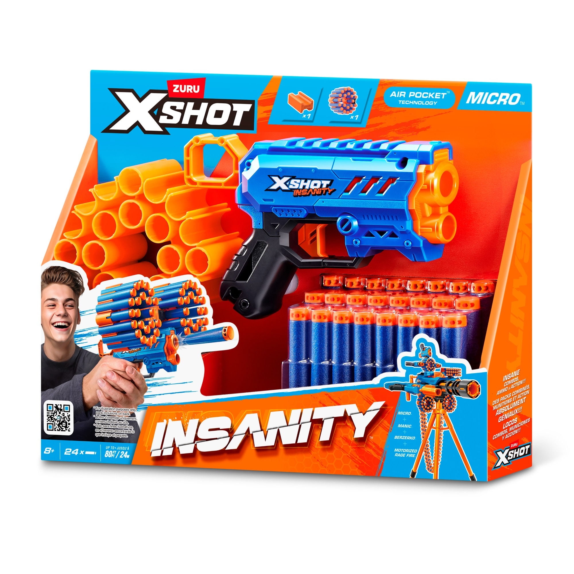 X-Shot - Lanza Dardos Insanity Micro Blaster 24 Dardos