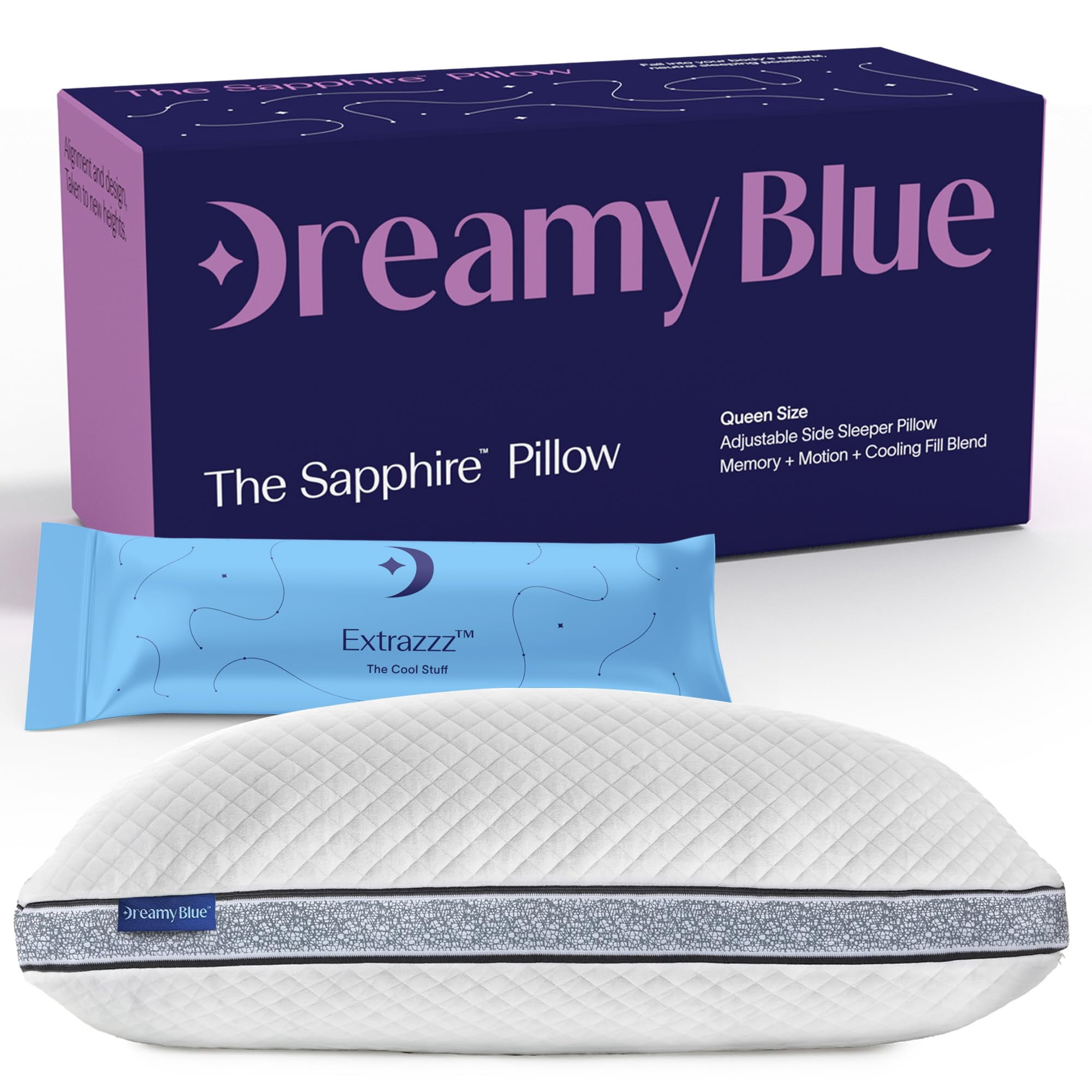 Dreamyblue - Almohada Con Zafiros Reforzados Ajustable Tamaño Loft King
