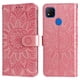 thumbnail image 1 of Funda tipo cartera FOXDOCK para Xiaomi Redmi 10A 4G , diseño girasol en relieve, cuero PU, cierre magnético, soporte y tarjetero, 1 of 5