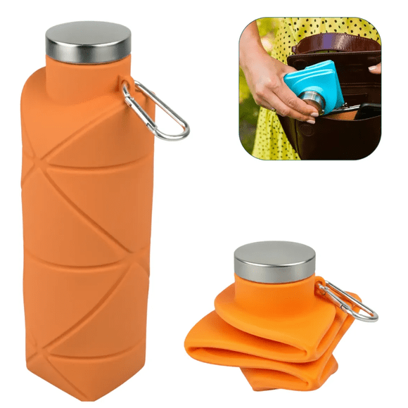Botella Silicona Libre BPA Plegable Portatil Naranja
