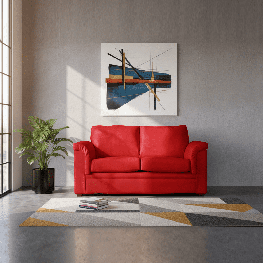 Latam Home - Sofá Ancona 2c Pu Grano Rojo