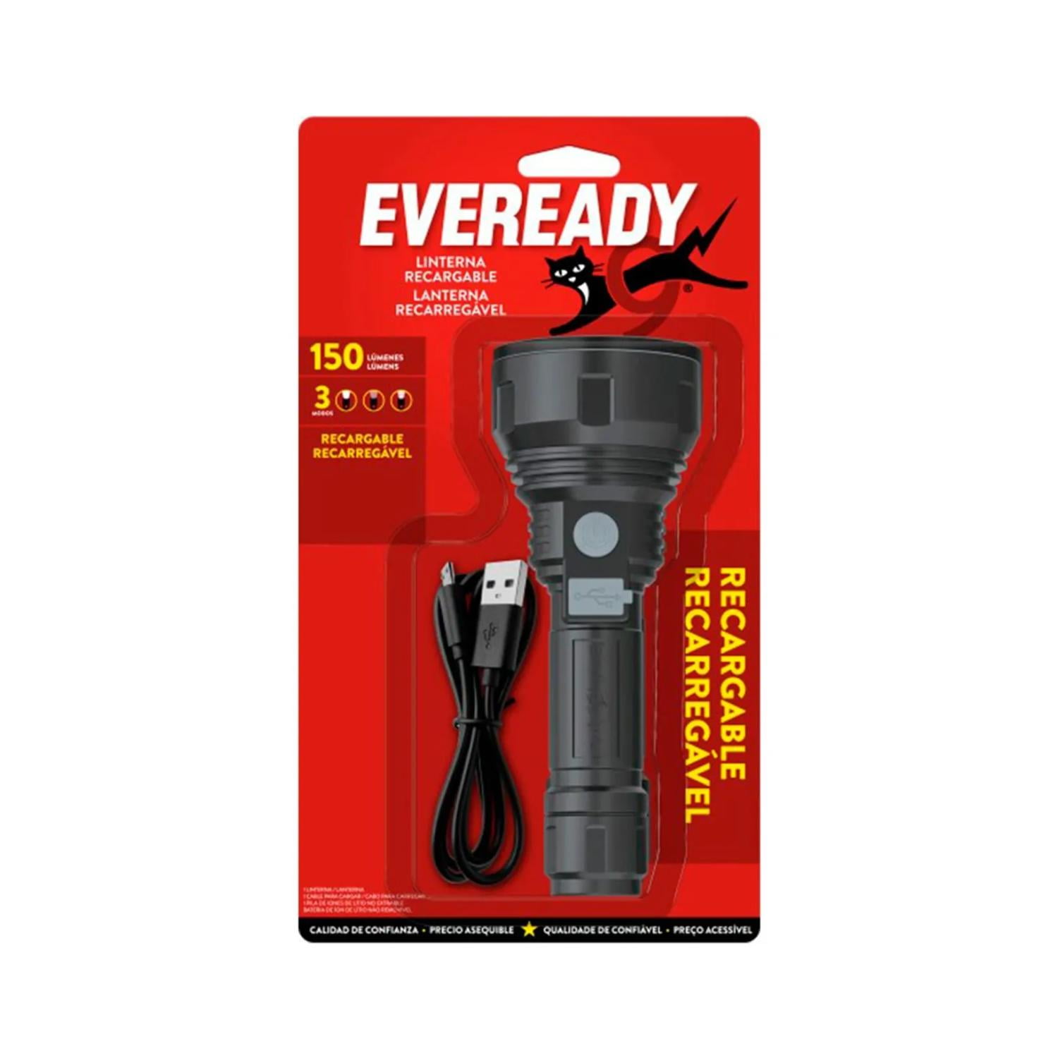 Eveready - Linterna Led Recargable Usb 60lm Negro