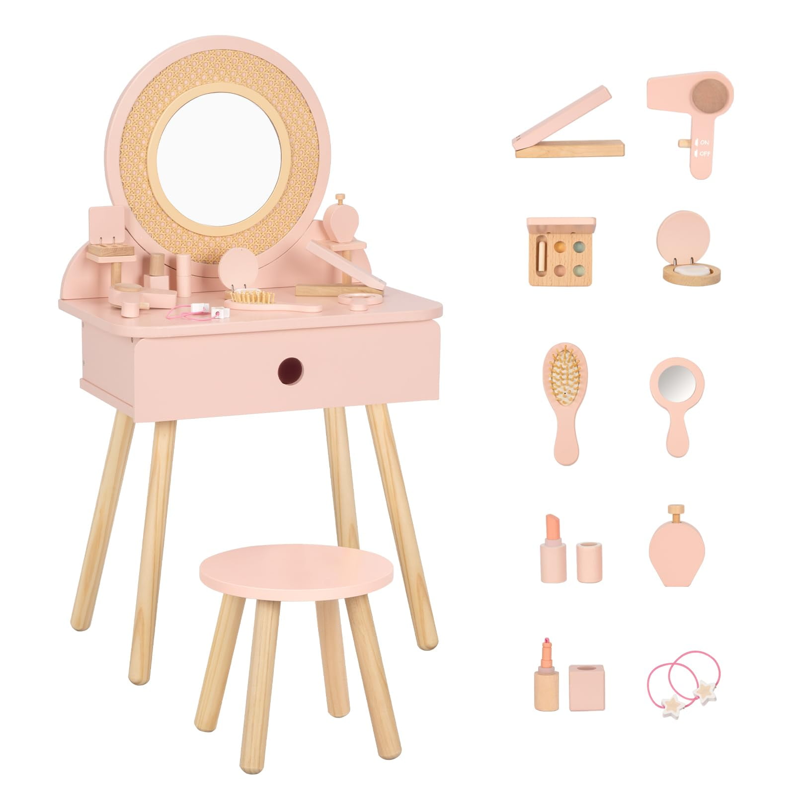 ‎oook - Set De Tocador Y Silla Oook Kids Pink Con 11 Accesorios