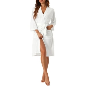 Bata De Baño De Waffle Para Mujer Inspire Chic, Bata De Kimono Suave, Spa Y Baño, Longitud Media, Blanca