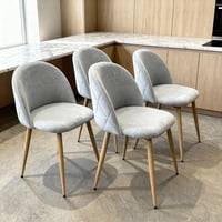 Pack 4 Sillas Comedor Moderna Acolchada Metal Sora Venhoouse Felpa Gris