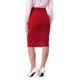 thumbnail image 3 of INSPIRE CHIC Falda lápiz fruncida de cintura alta para mujer con detalle de lazo y abertura trasera, falda ajustada midi roja S, 3 of 6