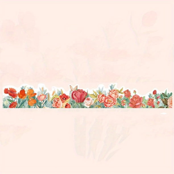 1pc/pack Fresh Plants Flowers Masking Washi Tape Vintage Rose Decorative Adhesive Tape Diy Scrapbooking Sticker Label Stationery 30MM*118.11inch