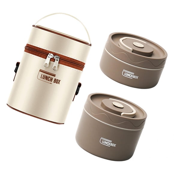 2x Lonchera Aislada Lonchera Redonda Bento Box Para Senderismo Hogar Estudiante Café