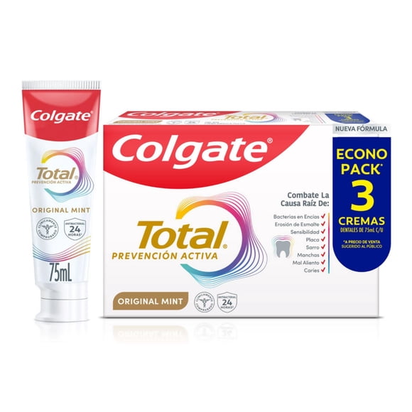 Crema dental anticaries con flúor Pasta Dental Colgate Total 12 Clean Mint, 75 ml 3 Un