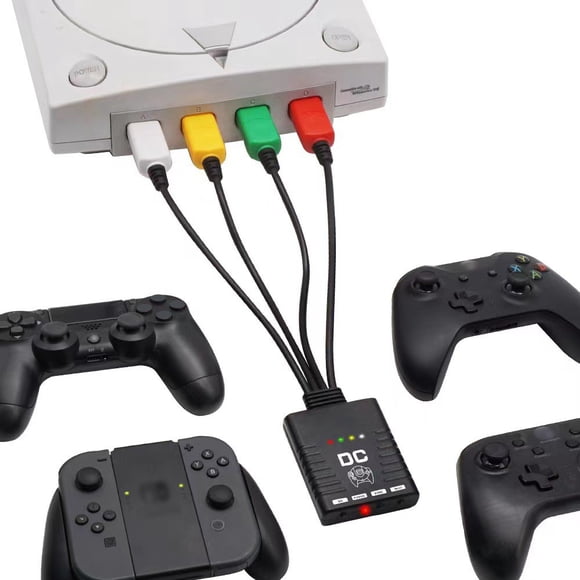 Convertidor de Controladores de Juego Inalámbricos Genérico Dreamcast DC Soporta 4 Gamepads
