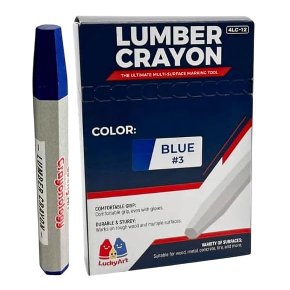 Lucky Art Crayonology Crayones para madera azules, paquete de 12, marcación duradera