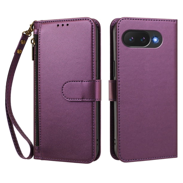 Funda Tipo Billetera para Google Pixel 10A con Soporte y Bolsillo con Cierre Violeta intenso