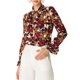 thumbnail image 5 of INSPIRE CHIC Blusa de Mujer con Lazo Floral en el Cuello en V, Volantes Vintage, Manga Larga de Trompeta, Talla M, Rojo, 5 of 8