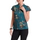 thumbnail image 4 of Blusas de trabajo de satén INSPIRE CHIC para mujer, blusa casual de negocios vintage floral con mangas cortas XL azul marino, 4 of 7