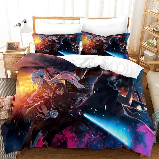 Sword Art Online Bedding Set Duvet Cover Comforter Cover Pillowcases Gift3-Piece Bedding Set (1 Duvet Cover + 2 Pillow Shams)