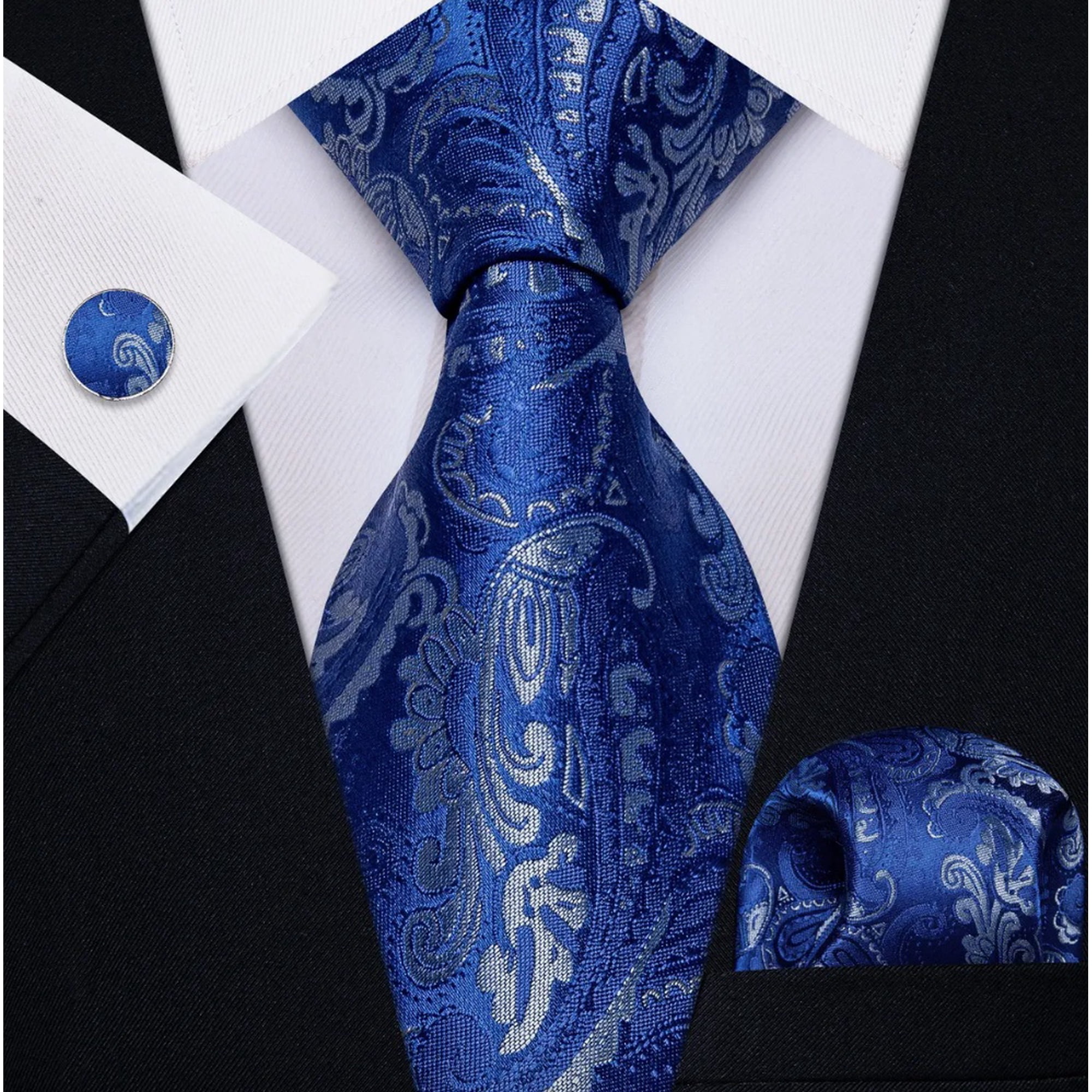 Riqui - Set Corbata, Pañuelo Y Colleras Azul