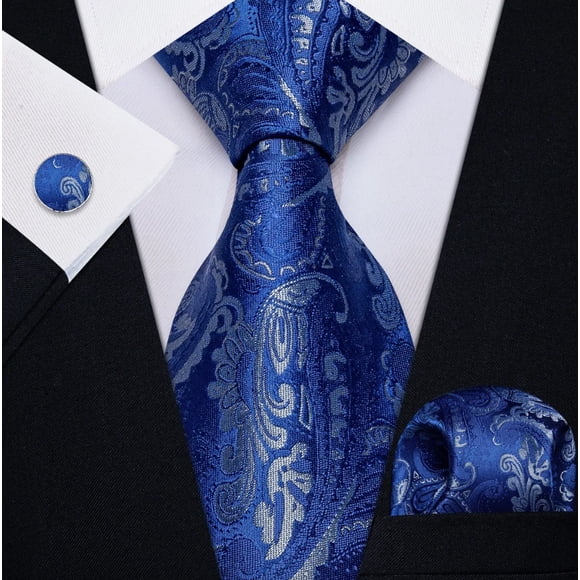 Set Corbata, Pañuelo Y Colleras azul