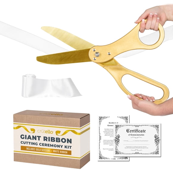 Tijeras Crutello 51 cm Kit de Corte de Cinta con Acabado Dorado