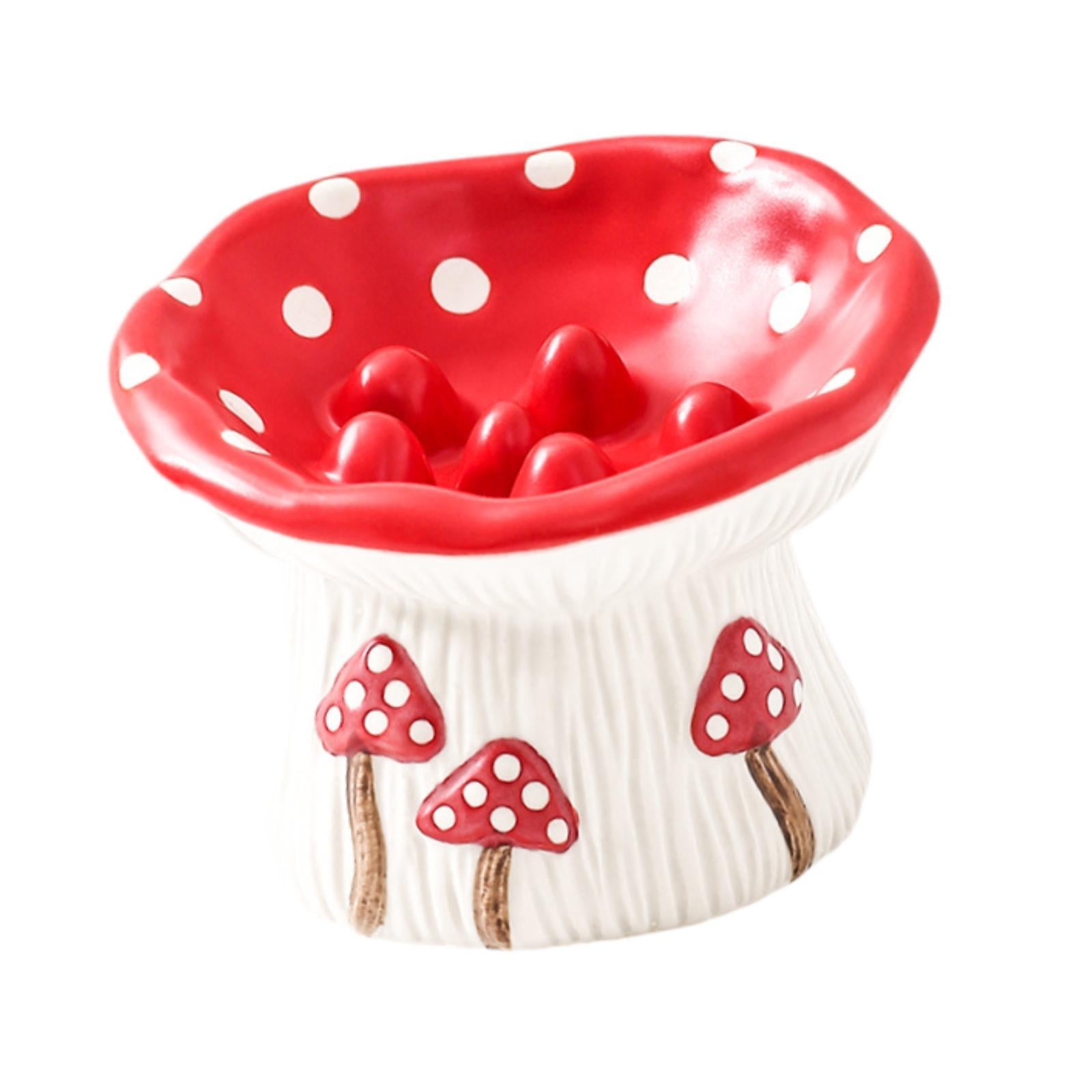 Magideal - Comedero Elevado De Cerámica Para Gatos, Antideslizante, Antivómito Para Gatos De Interior, Con Forma De Hongo Poco Profundo Para Gatitos Y Cachorros. Alimentador Lento