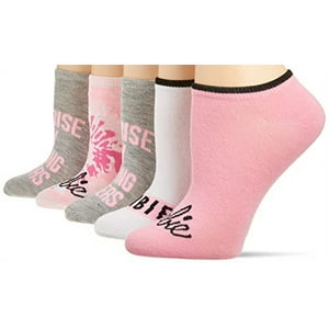 Barbie Womens 5 Pack No Show Socio Casual, Rosa Surtido, 9
