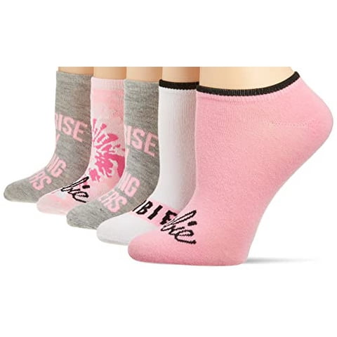 Barbie Womens 5 Pack No Show Socio Casual, Rosa Surtido, 9