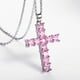 thumbnail image 5 of Elegant Pink Zircon Cross Necklace - Vintage Style Pendant Necklace in 925 Silver Plated, 5 of 5