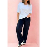 Likeshop - Pantalón Buzo Mujer Algodón Verano Recto Pierna Ancha 7531