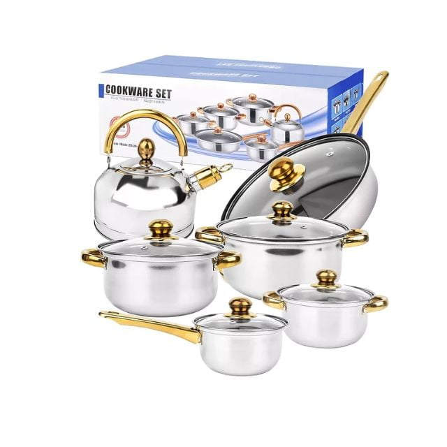 Juego De Ollas 12 Piezas Batería Acero Inoxidable