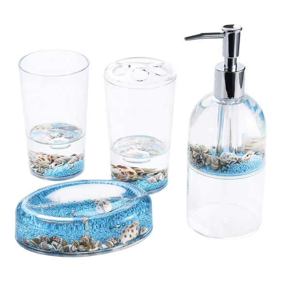 Juego de Baño Locco Decor 4 Piezas Acrílico Tema Océano