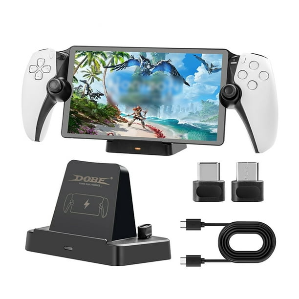 Compatible con PlayStation Portal y PS5 Portal Base de carga magnética Type-C, estación de carga rápida con conexión magnética segura-Negro